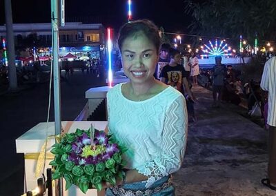 Bussaba from Bussaba Massage in Khao Lak preparing to float a krathong.